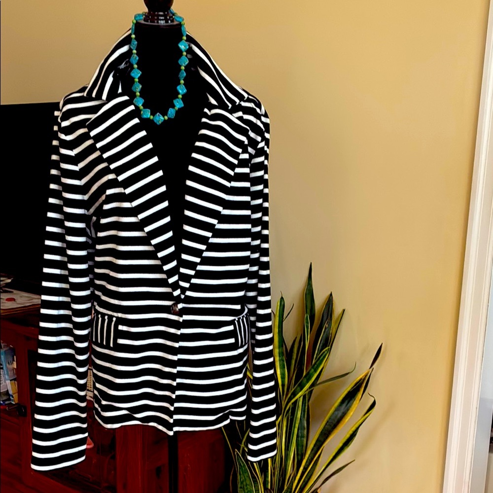 Black and White Striped Women's Jacket